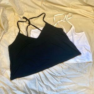 ASOS Set of 2 Black and White Tank Top Crops
